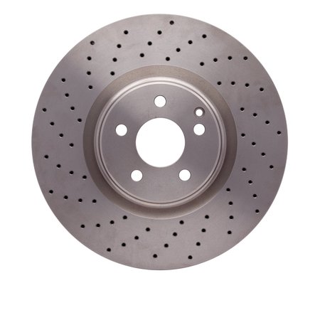 DYNAMIC FRICTION CO Hi-Carbon Alloy GEOMET Coated Rotor - Drilled, Fined Turned finish (1.6 RMS), Front 920-63091